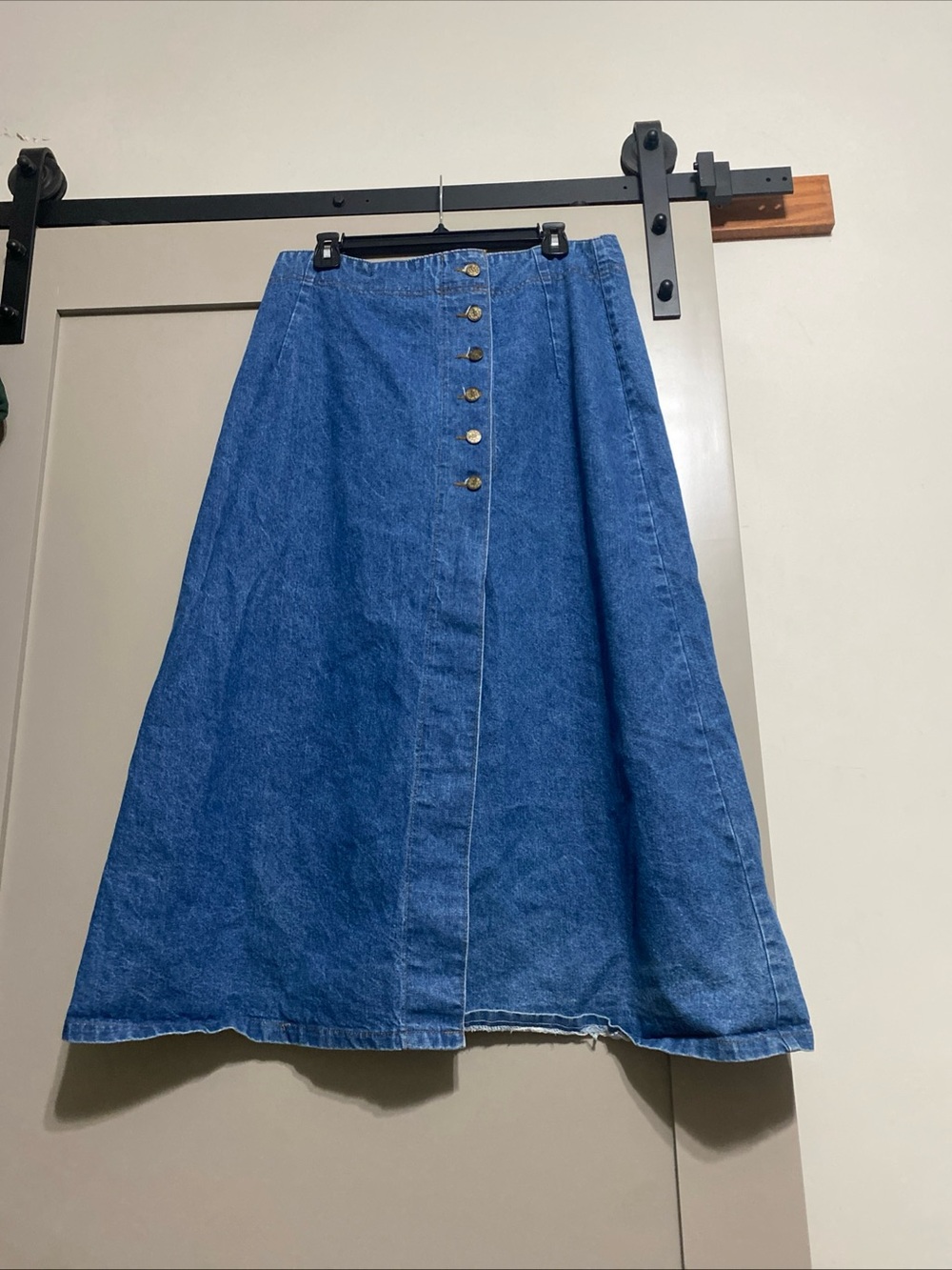Vintage 80’/90’s Button-Front Blue Denim A-Line Skirt